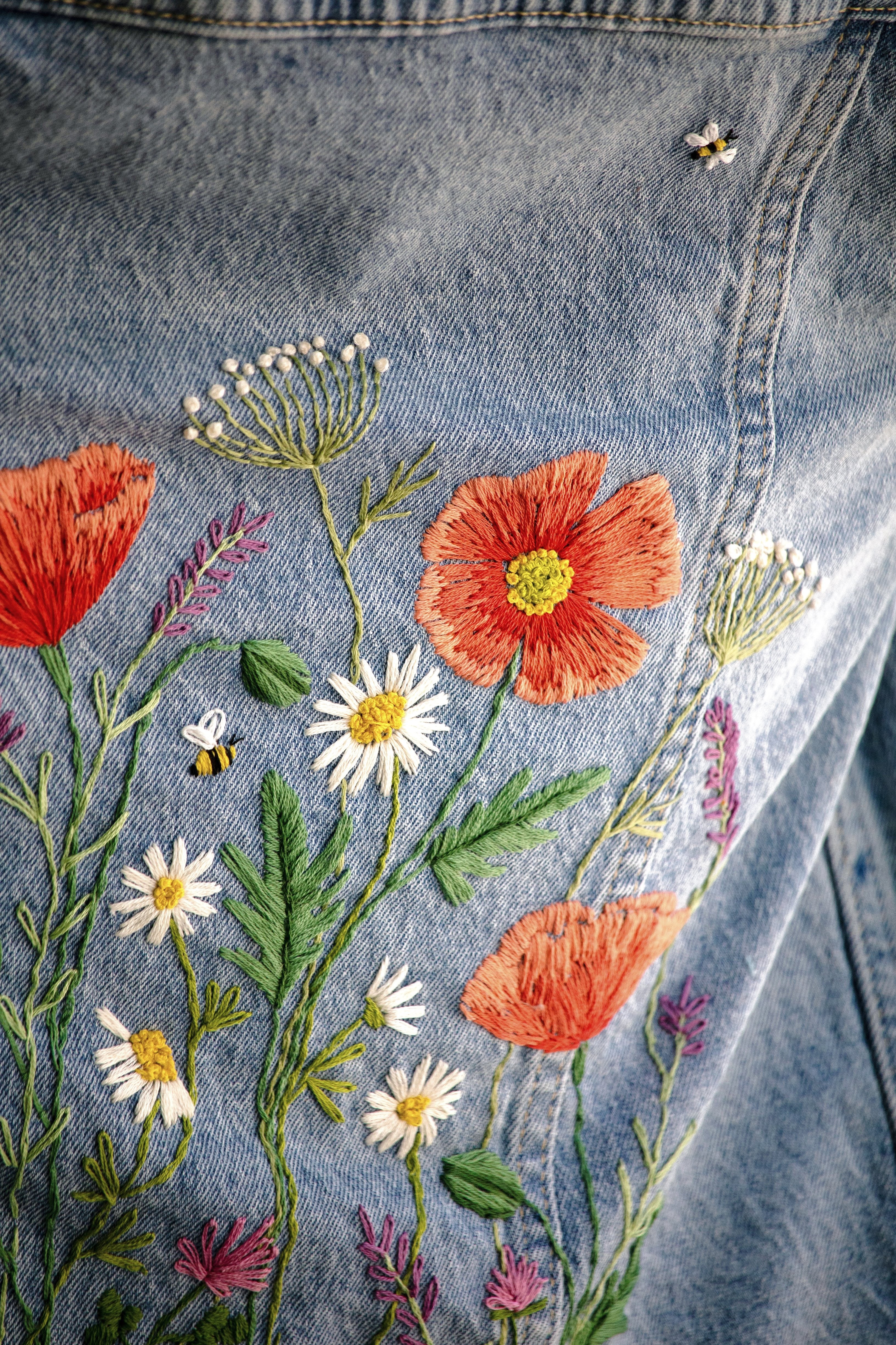 Embroider Your Jacket - Wildflowers (Physical Product) – knittedbliss